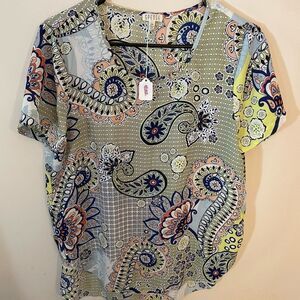 SPENSE Paisley print top, Green/ blue/ purple, Sz M